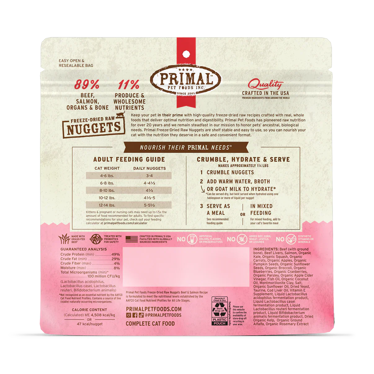 Primal - Freeze-Dried Raw Nuggets Beef & Salmon Cat Food 14oz image 1