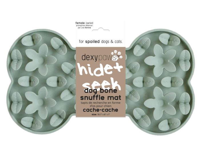 Dexypaws - Silicone Snuffle Mat "Hide + Seek" Bone, Sage Green