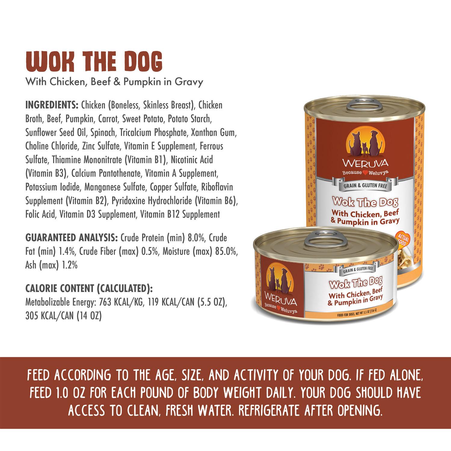 Weruva - Wok The Dog - Chicken, Beef & Pumpkin in Gravy 14oz