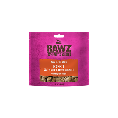 RAWZ - Raw Freeze Dried Rabbit, Goat's Milk & Green Mussels Crunchy Cat Treats 1oz