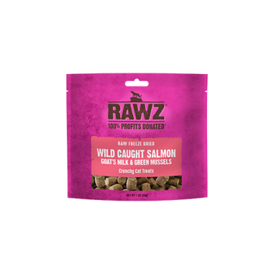 RAWZ - Raw Freeze Dried Wild Caught Salmon, Goat's Milk & Green Mussels Crunchy Cat Treats 1oz